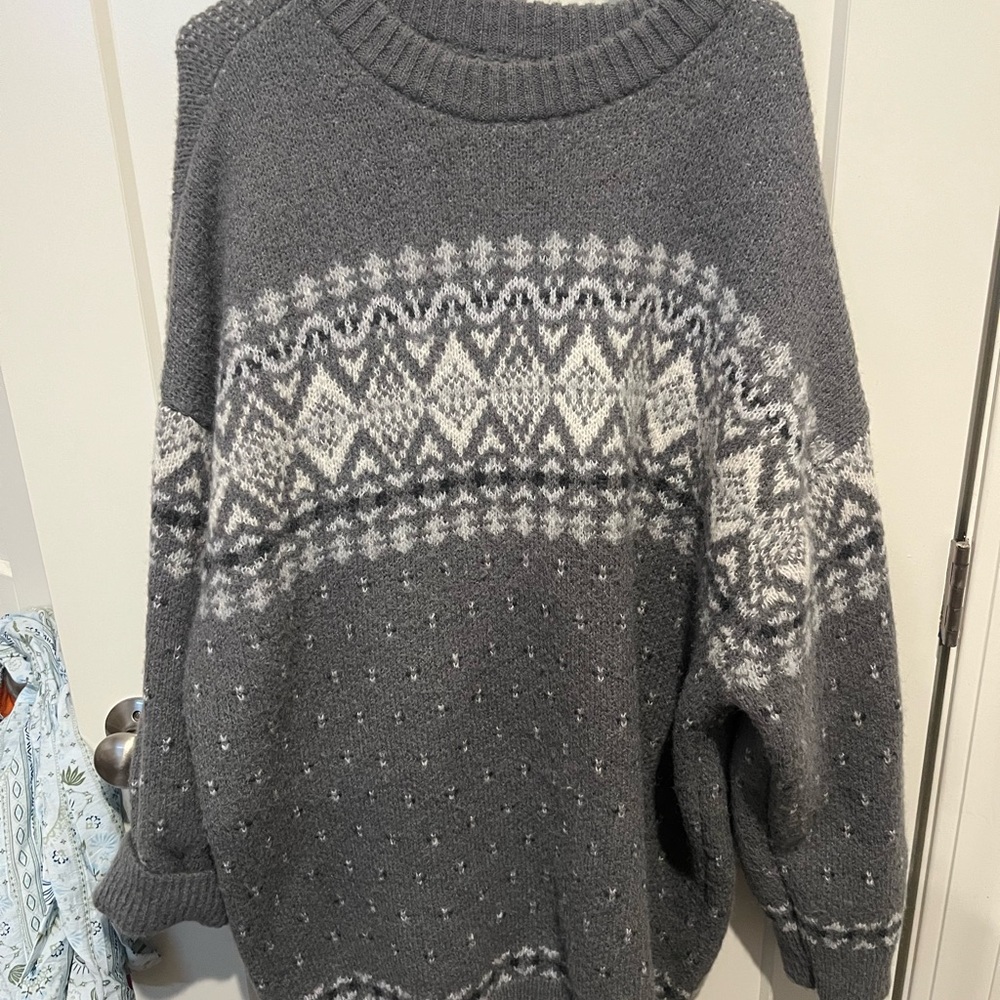 Gray Patterned Sweater Dress